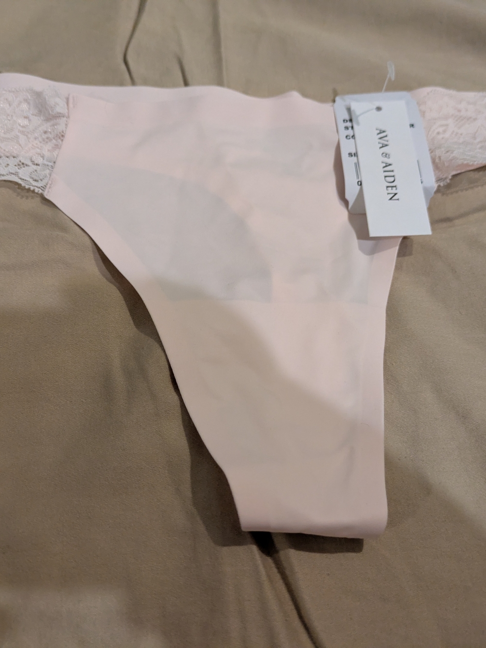 Ava & Aiden Light Pink  Blush Lace-side Thong Small New